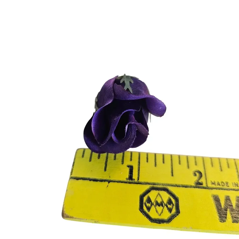 105 Purple Satin Rose Heads Lot Open Roses Buds Stemless Wedding Craft Decor
